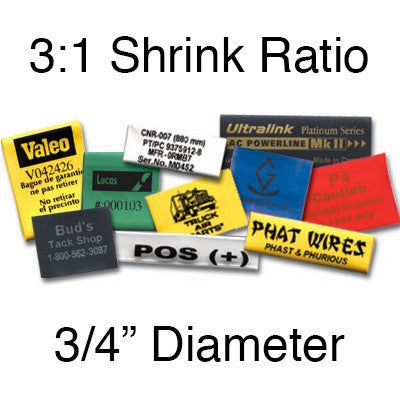 Custom Heat Shrink Wall Printed - 3:1 Shrink Ratio  (3/4" Diam.)