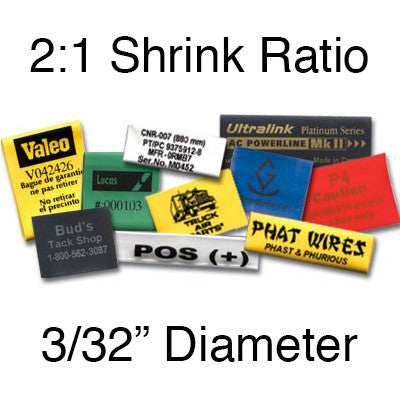 Custom Heat Shrink Wall Printed - 2:1 Shrink Ratio  (3/32" Diam.)