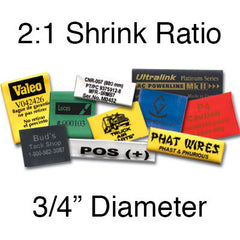Single Wall Printed  -  2:1 Shrink Ratio  (3/4" Diam.) | 100 pcs