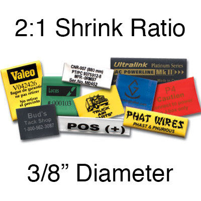 Custom Heat Shrink Wall Printed - 2:1 Shrink Ratio  (3/8" Diam.)