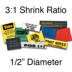 Single Wall Printed  -  3:1 Shrink Ratio  (1/2" Diam.) | 100 pcs